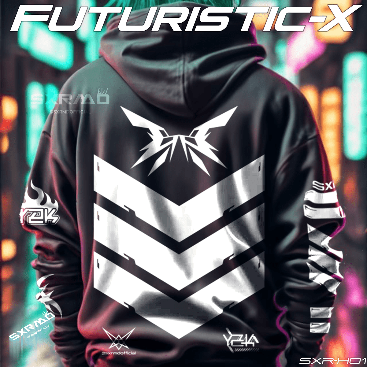 Reflective Futuristic-X Zip-Up Hoodie — slide 2